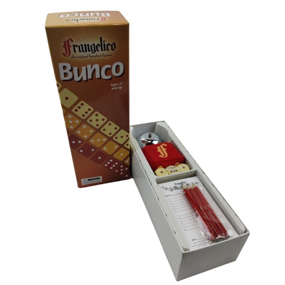 Vintage Frangelico Bunco Set Party Dice Game (New) Advertising